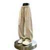 Pantalones Casuales de Pierna Ancha con Corte Curvo para Hombre, Estilo Old Money, Lino de Imitación Color Albaricoque, Delgados, Transpirables, de Secado Rápido para Verano, Caída Recta