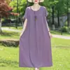 Novo Vestido de Algodão e Seda para Mulheres 2026, Verão Plus Size, Roupa para Mãe de Meia-Idade e Idosa, Vestido Elegante e de Alta Qualidade com Manga Curta