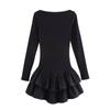 Al por mayor moda femenina primavera 2025 elegante sexy laminado decorativo vestido corto K5-5565 rojo vino negro