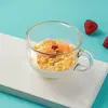 Amazon Aveia com Leite Café da Manhã Aveia Copo de Vidro com Tampa de Madeira Colher Copo de Água Caneca para Café ou Iogurte
