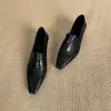 Mocasines de piel para mujer con punta cuadrada, estilo simple, efecto adelgazante, diseño elegante sin cordones, tacón grueso, únicos y elegantes