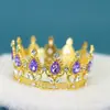 Tocado de aleación con corona redonda barroca transfronteriza europea, corona de cumpleaños de celebridades de Internet, corona de regalo para adultos de 18 años, reina