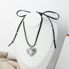 Colar minimalista de nicho em estilo coreano com pingente geométrico de amor e cordão ajustável, design de aço titânio Sense