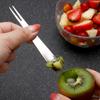 Atacado Aço Inoxidável 304 Garfo de Fruta Criativo Uso Duplo Garfo Integrado com Colher Palito de Fruta Garfo de Dois Dentes Garfo de Sobremesa Salada