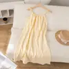 Pijama de Cuadros Dulces para Mujer, Gasa de Algodón Puro 2026 Nuevo Vestido de Noche con Tirantes de Verano, Vestido de Casa para Maternidad