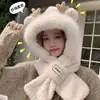Gorro y Bufanda de Osito Uno para Mujer Invierno 2024 Nuevo Lindo Protección para Orejas Resistente al Frío Gorro con Forro de Felpa Cálido Gorro Lei Feng Moderno