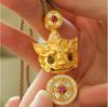 Pingente Pixiu Atraente de Fortuna Cravejado de Diamantes do Mesmo Estilo de Weixue, Pingente Feminino de Ouro Areia Antiga de Alta Retenção de Cor Atraente de Riqueza de Luxo Leve