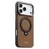 Funda de teléfono compatible con Iphone18Pro, carga inalámbrica magnética, soporte giratorio de 360 grados, marco de lente de metal, funda de cuero