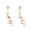Pendientes de moda para mujer con forma de estrella y luna, incrustaciones de perlas de imitación y pedrería, estilo japonés y coreano, personalizados, creativos, venta caliente transfronteriza