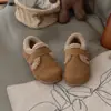 Sapatos Birkenstock de Veludo para Crianças Inverno 2025 Novos Sapatos Quentes de Algodão para Meninas Estilo Coreano Duplo Algodão Sapatos Peludos com Solado Macio
