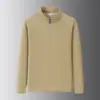 Sudadera de hombre con media cremallera y cuello alto, nueva de primavera 2024 estilo coreano, cálida, casual, color liso, top pullover moderno