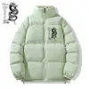 Moda Casual Americana Multi-Cor Opcional Acolchoada de Inverno Algodão Jaqueta Outono Urbano Tendência Marca Casal Gola Alta Casaco de Algodão
