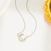 Collar de Luna de Acero de Titanio con Diseño Japonés y Coreano, Diamante, Nácar, Concha, Delicado y Super Elegante, Popular Cadena para Clavícula