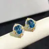 Pendientes Finos de Topacio para Mujer Base de Plata de Ley No se Caen y Alérgicos Piedra de Topacio Incrustada Súper 6*8mm