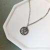 Collar con colgante de moneda de meteorito de plata esterlina s925, estilo retro europeo y americano, con cadena de clavícula y estrella, accesorios de nicho de viento frío.