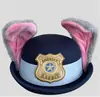 Sombrero Judy Sombrero de Bombín de Conejo Zootopper Oficial de Policía Sombrero Judy Diadema para el Cabello Infantil Adulto Tocado Sombrero