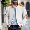 Jaqueta Masculina de Veludo Cotelê Pesada, Solta, Casual Simples, Patchwork Retrô, Gola Alta