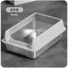 Envío transfronterizo, fácil de limpiar, a prueba de derrames, de acero inoxidable, caja de arena para gatos, extragrande, semicerrada, inodoro para gatos elevado y engrosado