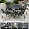 Mesa plegable, mesa y sillas de exterior, uso en patio y hogar, mesa cuadrada pequeña simple para poner puestos, mesa redonda portátil, mesa y sillas de comedor, juego de ocio