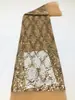 Tela de importación en stock bordada con lentejuelas y cuentas para vestidos de novia, trajes de escenario para actuaciones, vestidos de moda y bolsos