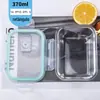 Caixa Bento, Tigela de Vidro de Alto Borossilicato, Segura para Micro-ondas, Lancheira Retangular, Recipiente Doméstico para Conservação de Alimentos