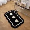 Alfombra de Piso Absorbente para Baño Blanco y Negro Estilo Ins Transfronterizo para Hogar Gruesa Esponjosa Inodoro Antideslizante Alfombra de Felpa