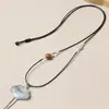 Nuevo cordón de cuero encerado puro hecho a mano collar de jade Hetian de alta gama exquisito para mujer cadena para la clavícula cadena fina para suéter