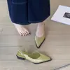 Sandalias de Tacón Grueso Estilo Francés Punta Fina para Mujer 2026 Primavera/Verano Nuevos Zapatos para el Trabajo Sandalias Deslumbrantes de Tacón Medio Punta Fina sin Espalda para Mujer
