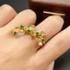 Anillo de Esmeralda Natural Transfronterizo Accesorios para Mujer Nicho Gama Alta Joyería de Plata 925 3*3 Joyería Venta Directa de Fábrica