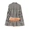 Camisa de Rayas con Cinturón Cosido y Cuello Campana de Manga Larga Nueva para Mujer 2026 Primavera Transfronteriza AliExpress 7047153