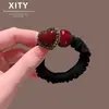 Diadema de moda con pedrería de corazón rojo para mujer, Cuerda versátil para coleta, Accesorio para moño estilo coreano, Nuevo accesorio para el cabello