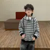 Sudadera con Forro Polar para Niños de Algodón Tienda Transfronteriza, Sudadera Rayada Estilo Coreano de Otoño para Niños, Ropa Casual Nueva para Niños 2026
