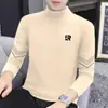 300g Veludo Alemão Outono/Inverno Veludo Escovado Dupla Face Gola Alta Manga Longa Camada Base Masculina Quente Roupas de Outono Camiseta