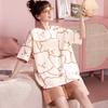 Pijama de Verano para Mujer, Shorts de Manga Corta, Delgado, Dibujos Animados, Lindo, Tallas Grandes, Ropa de Verano para Niñas, Conjunto de Ropa para el Hogar que se Puede Usar Afuera en Verano