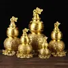 Ornamento de Cabacinho de Medicina Celestial de Nove Tartarugas de Latão com Conjunto de Nove Tartarugas para Decoração de Quarto e Sala de Estar com Tampa Aberta Baifu Oco
