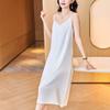 Vestido Camisola para Mujer, Ropa Interior y Exterior, Nuevo para Primavera 2025, Vestido Base de Satén de Ácido Acético, Largo por Encima de la Rodilla, Longitud Media