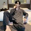 Pijamas Nuevos para Hombre Primavera y Otoño Manga Larga Imitación Algodón Talla Grande Otoño e Invierno Conjunto Casual para el Hogar para Hombre Que Se Puede Usar Afuera