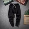 Pantalones de Lino Estilo Chino de Primavera y Verano Tang para Hombre Sueltos de Tubo Recto Cintura Elástica Pantalones de Lino Algodón y Lino Pantalones Casuales