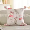 Fronha Estilo Novo Veludo Espesso Estampado Cereja de Verão Almofada de Sofá Almofada de Cabeceira Laço Venda por Atacado