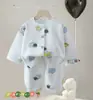 Conjunto de Pijama de Gaze de Algodão de Camada Dupla Classe A para Meninos e Meninas, Conjunto de Duas Peças para Bebês, Roupa Infantil para Primavera, Outono e Verão, Roupa de Primavera para Bebê