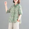Foto Real do Novo Conjunto de Verão de Algodão e Linho Estilo Coreano 2026 para Mulheres Plus-Size, Emagrecedor, Estampado, Vintage, Duas Peças, Fashion