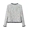 Elegante Chaqueta de Tweed de Alta Gama Estilo Francés con Colores Contrastantes y un Aspecto Refinado 25169