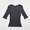 Versión Actual Correcta Dongdaemun Coreano 26 Estilo Nuevo Simple Versátil Agradable a la Piel Corte Ajustado Manga Media Manga Tres Cuartos Camiseta
