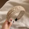 Diadema de Paja Trenzada de Ala Ancha Estilo Vacacional para Mujer Diadema Bohemia Lazo para el Cabello de Uso Diario Pinza para el Cabello para Parte Superior Alta del Cráneo Lavado de Cara