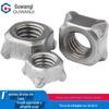 Porca de solda quadrada de aço carbono/tampa de parafuso de solda por ponto quadrado/porca de solda de quatro cantos de ferro M4M5M6M8M10M12