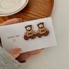 Pendientes de plata S925 con forma de osito y conejito de dibujos animados, estilo japonés y coreano, con clip para las orejas, para mujer