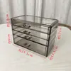 Caja de Almacenamiento de Joyería de Acrílico Gris Translúcido para Escritorio de Cinco Cajones Tipo Cajón Caja de Almacenamiento para Anillos Pendientes Caja para Accesorios de Uñas
