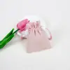 Bolsa de almacenamiento larga de felpa azul claro para pendientes y collares, bolsa de terciopelo con cordón para instrumentos de belleza, accesorios y joyas, personalizable