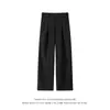 Pantalones de traje grises para mujer, estilo fino de verano, nuevo modelo 2026, pantalones rectos fluidos, estilo "Old Money", pantalones casuales estrechos de pierna ancha
