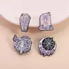 Broche Serie Calavera Fantasía Morada Insignia de Metal Accesorios Versátiles para Ropa Pines Estéticos para Solapa Medalla